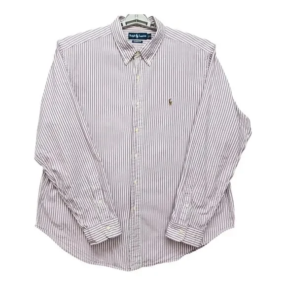 Ralph Lauren Classic Fit Shirt Men’s XXL Plum White Stripe Button Down Career - Picture 5 of 13